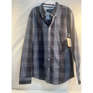 Cody James Core Men's Plaid Button Down Shirt Long Sleeve Medium Blue Black NEW